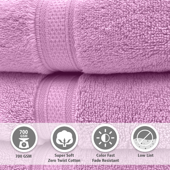 Pink Color Super Soft Zero Twist 100% Cotton Towel with 700 GSM ( 100% Cotton, Zero-Twist Fabric, Protection Against Microbial Allergies, Highly Absorbent, Lint and Fade Resistant) 