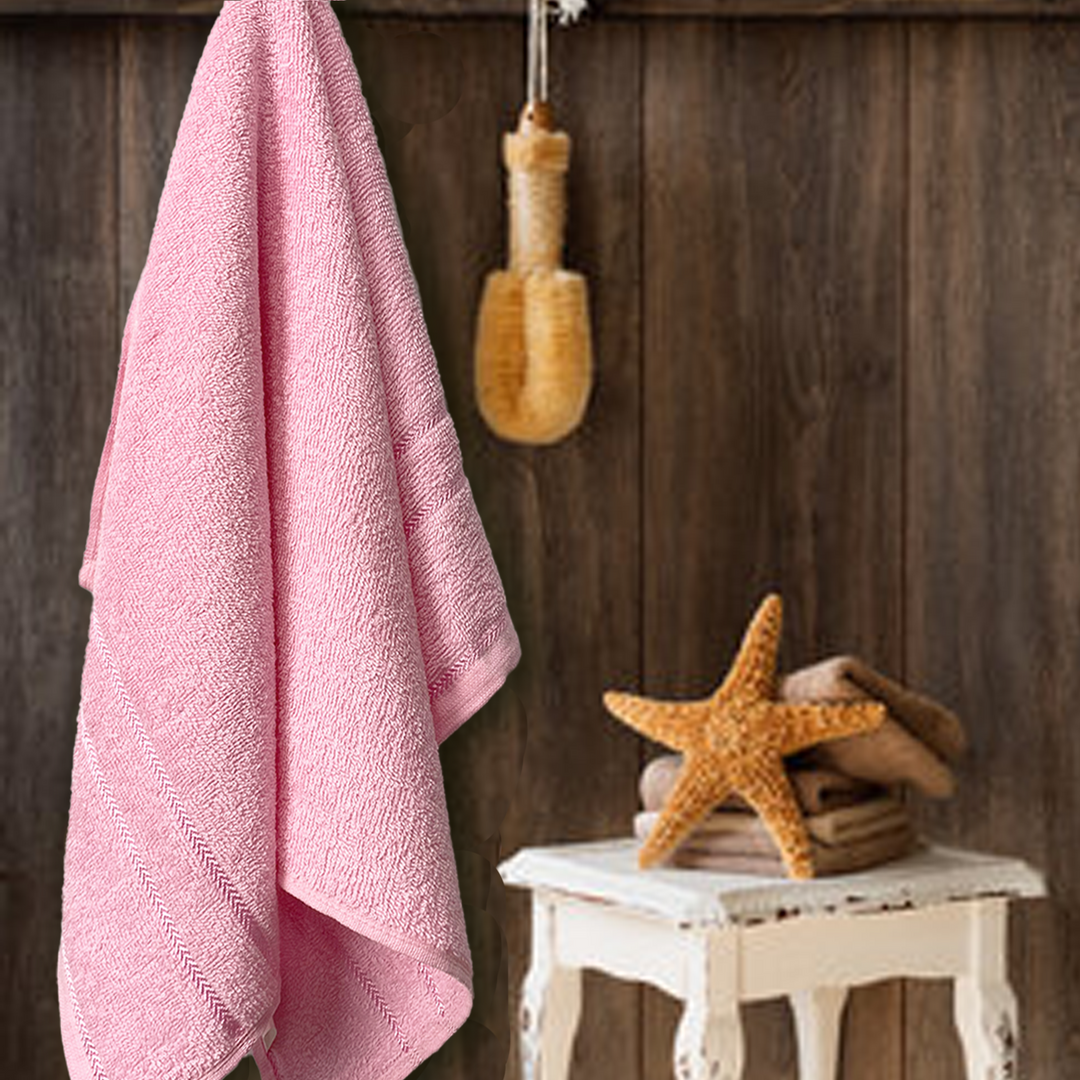 Pink Color 100% Cotton Bath Towel with 380 GSM