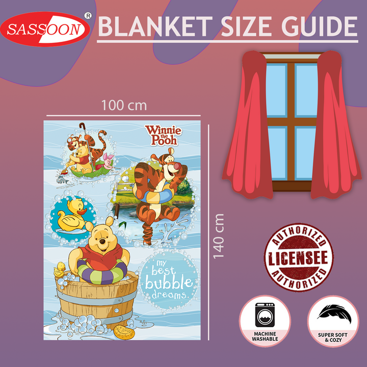 Disney Winnie the pooh Baby Blanket in 100% Polyester by Sassoon Fab (100 cm x 140 cm) multipurpose use. 