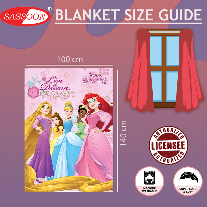 Disney Princess Super Soft Baby Blanket in 100% Polyester by Sassoon (100 cm x 140 cm) multipurpose use 