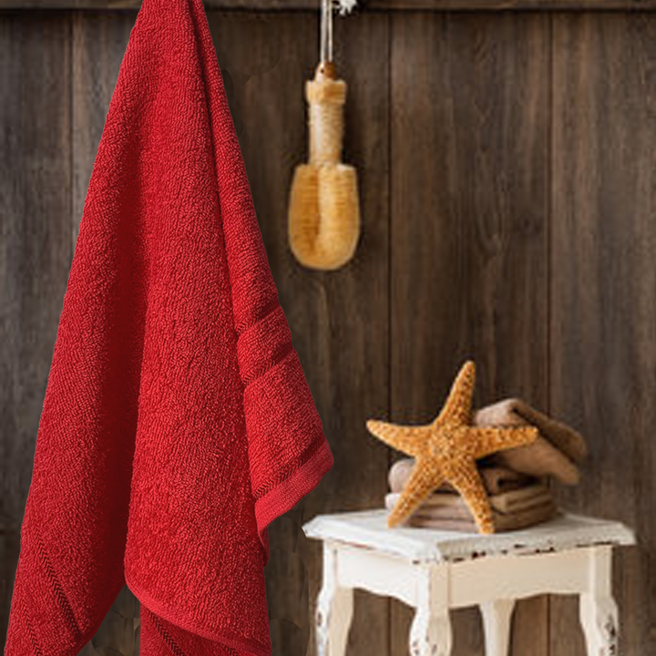 Red Color 100% Cotton Bath Towel with 380 GSM