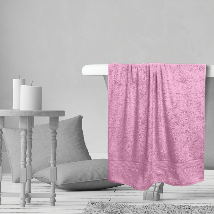 Pink Color Hypoallergenic Bamboo Towel with 525 GSM ( Bamboo & Cotton Blend Fibre, Odor Free, Antimicrobial Properties, Hypoallergenic, Fast Drying, Eco Friendly )