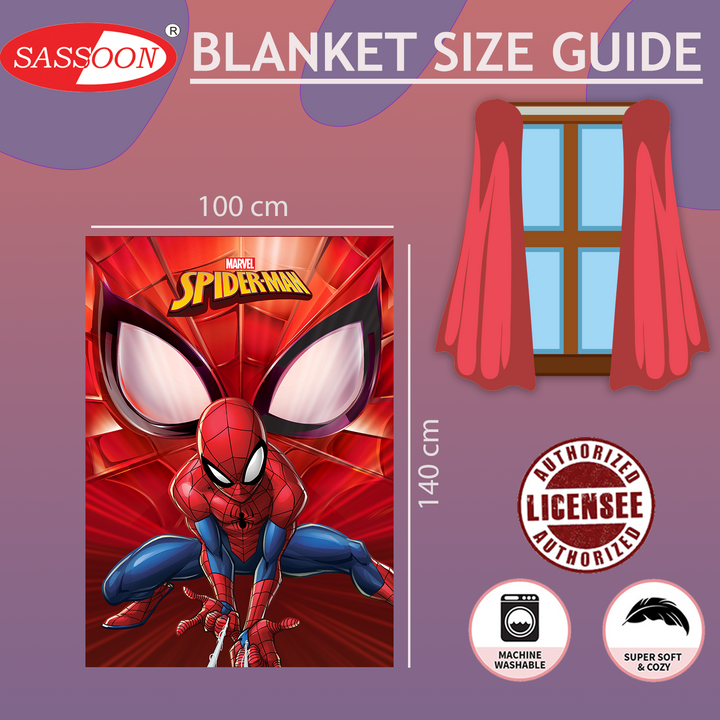 Spiderman Super Soft Baby Blanket in 100% Polyester by Sassoon Fab (100 cm x 140 cm) multipurpose use. 