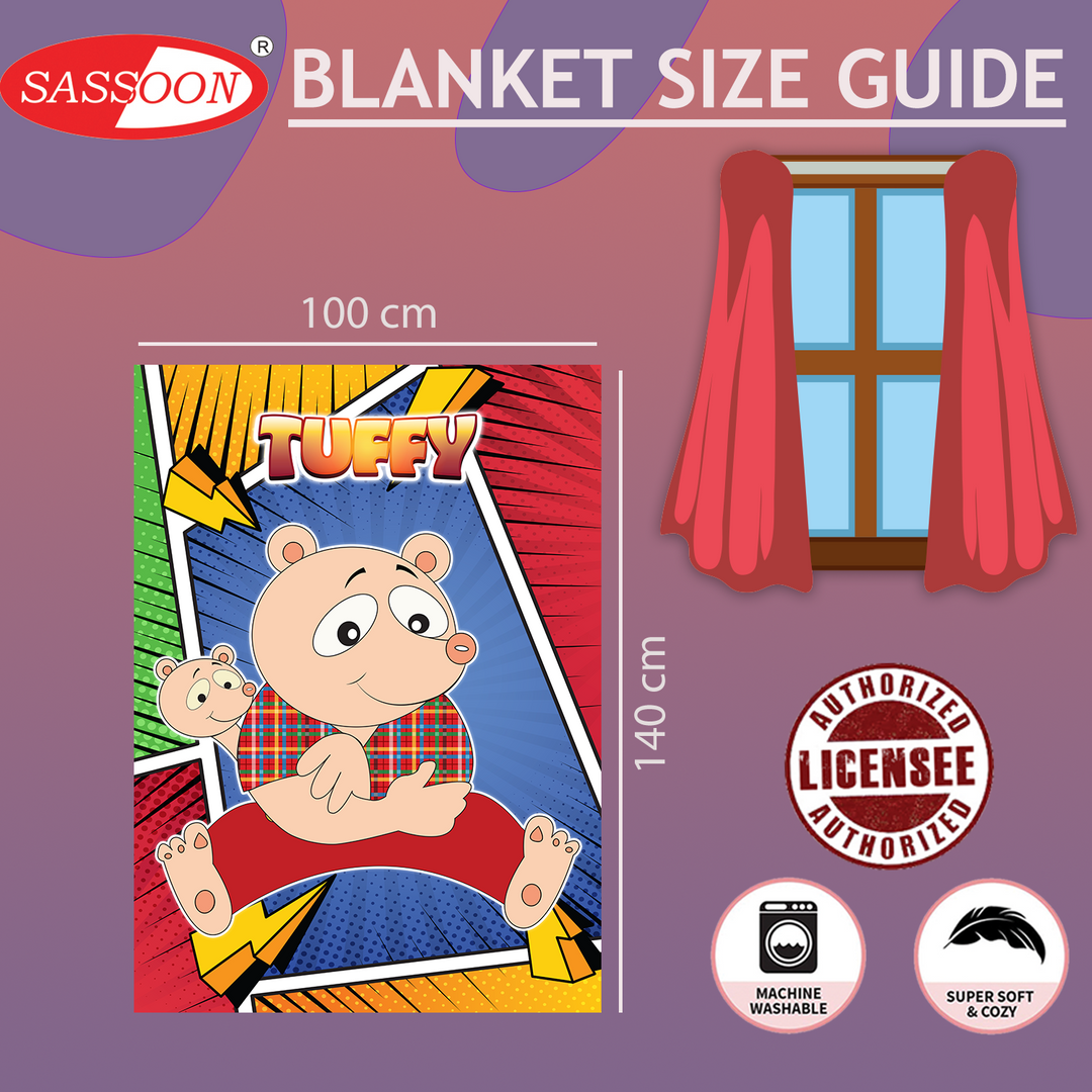 Tuffy Cartoon Baby Blanket in 100% Polyester by Sassoon Fab (100 cm x 140 cm) multipurpose use. 