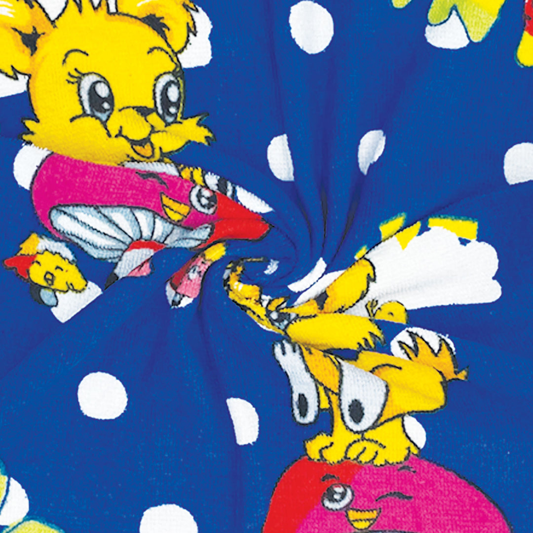 Cartoon Printed Hand Towels For Kids - 38cmx58cm ( Machine Washable, Highly Absorbent, 100% Rich Cotton, Luxury Softness)