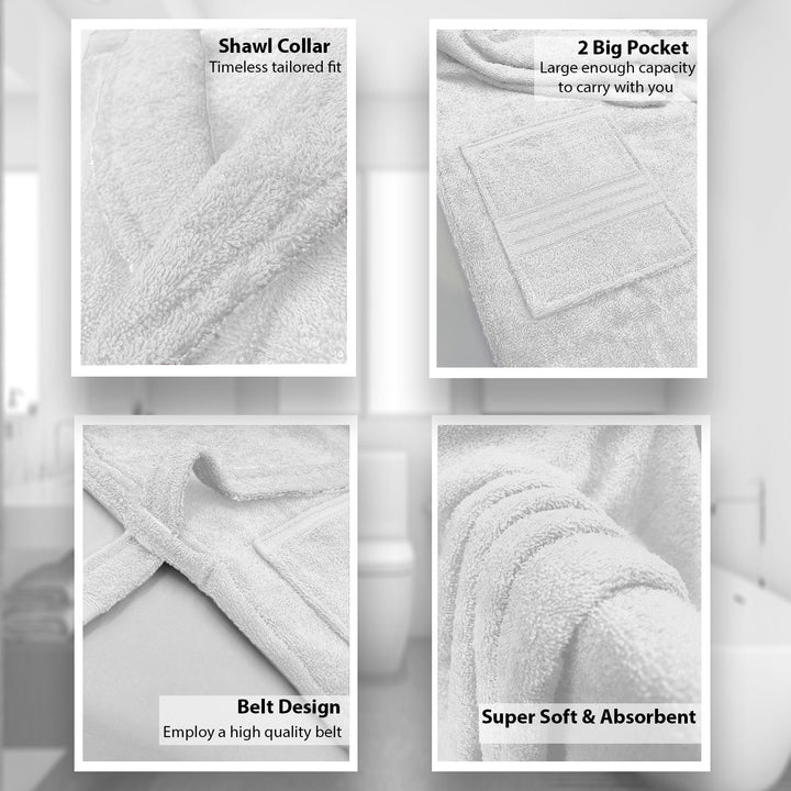 Features of Bathrobes, Ultrasoft Terry Cotton Bathrobe with 500 GSM ( Highly absorbent, Kimono Style, Pockets, Soft & Fluffy, Quick Dry, Hemmed Finishing)